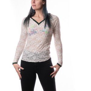 Intimately Free People Sheer Lace Long Sleeve Top